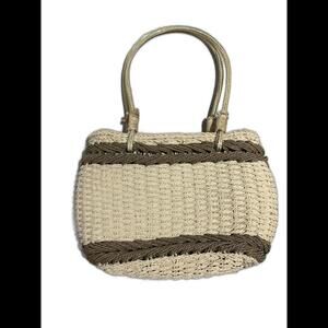 Vintage braided twine handbag purse summer hobo​​​​